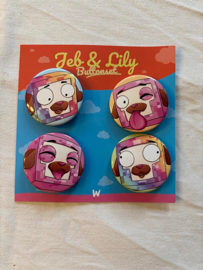 Jeb & Lily Buttonset - Nieuw Woutershop schaap minecraft!, Ophalen of Verzenden, Nieuw, Dier of Natuur, Button