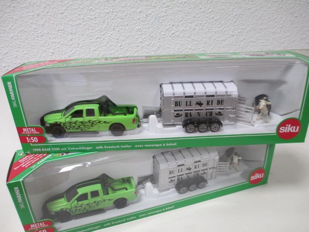 Siku 1998 RAM 1500 met veetrailer, Hobby en Vrije tijd, Modelauto's | 1:50, Ophalen of Verzenden, Nieuw, Auto, SIKU