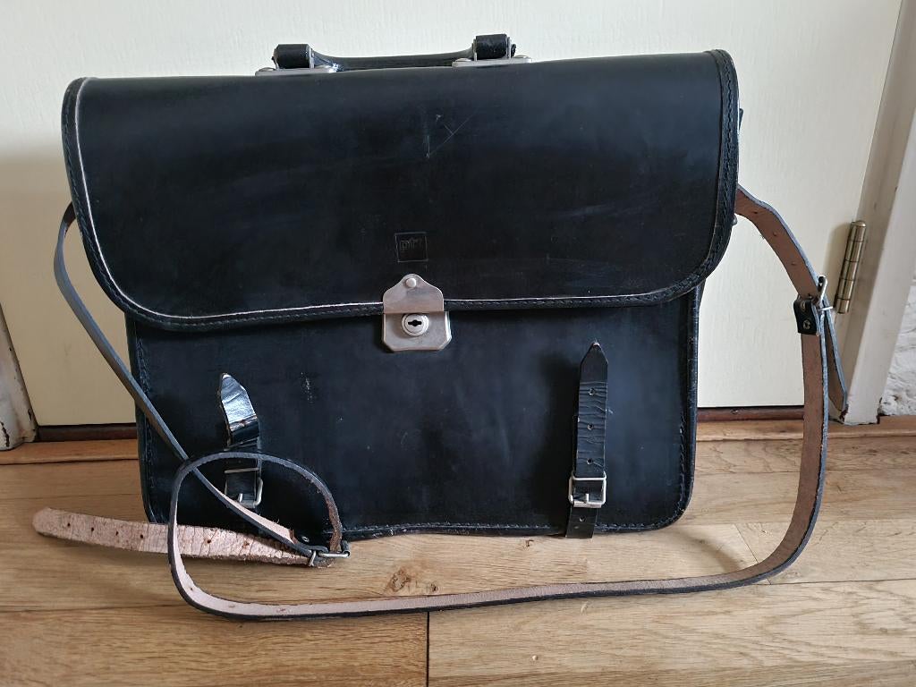 Originele vintage PTT-posttas, Sieraden, Tassen en Uiterlijk, Tassen | Schoudertassen, Overige merken, Gebruikt, Zwart, Ophalen of Verzenden