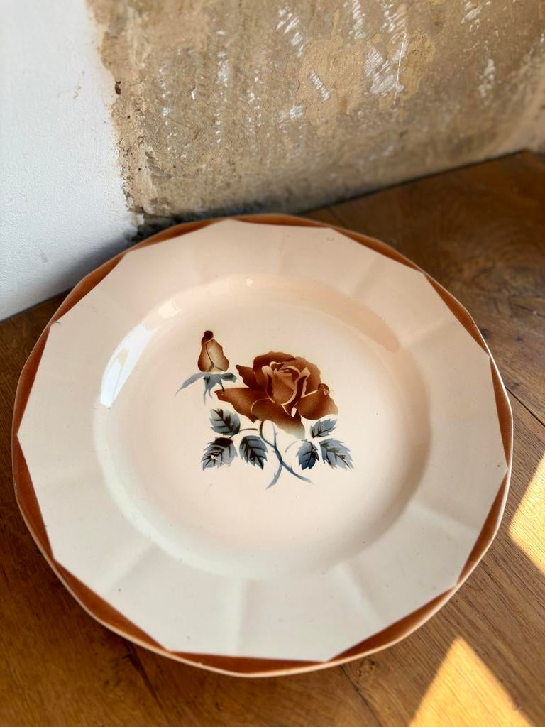Vintage Digoin Bord Dessertbord met Roos, Antiek en Kunst, Antiek | Schalen, Ophalen of Verzenden