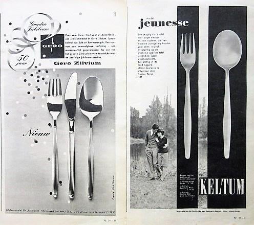 14 vintage advertenties reclames servies bestek pannen 62-80, Ophalen of Verzenden, Gebruikt, Reclamebord