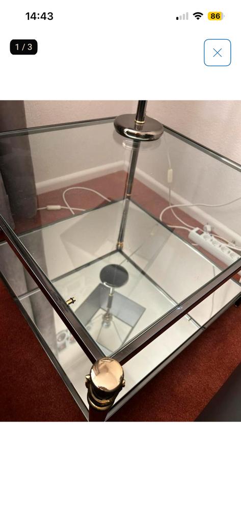 Hoektafel met glazen plaat, Ophalen, Zo goed als nieuw, 75 cm of meer, 60 cm of meer