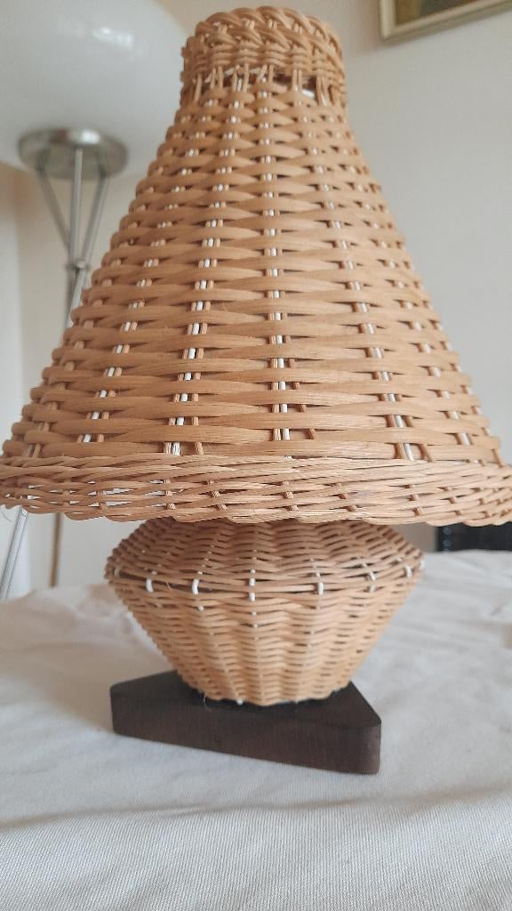 Vintage Boho Mid Century Tafellamp Riet Rotan, Overige materialen, Gebruikt, Ophalen of Verzenden, Vintage Boho Mid Century