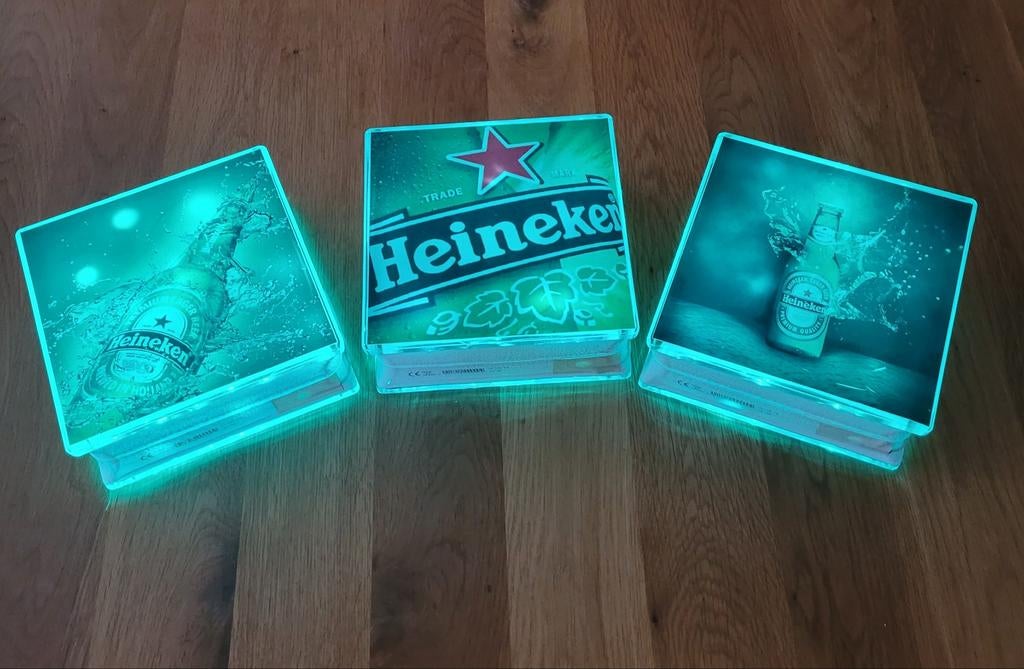 Heineken lichtbakken! Stevig, mooie decoratie voor mancave!, Verzamelen, Biermerken, Zo goed als nieuw, Reclamebord, Plaat of Schild