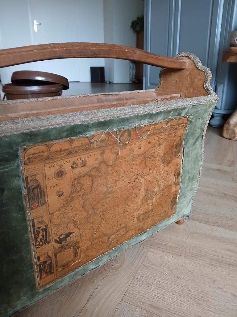 Vintage Tijdschriftenhouder met Kaartmotief, Huis en Inrichting, Woonaccessoires | Krantenbakken en Lectuurbakken, Ophalen of Verzenden