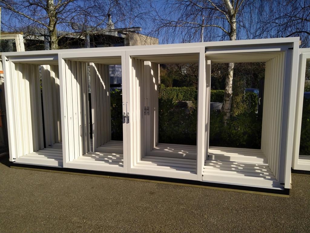 Hardhouten kozijn met 2 schuifdeuren 4 vakken, Ophalen, Nieuw, Buitendeur, Schuifdeur