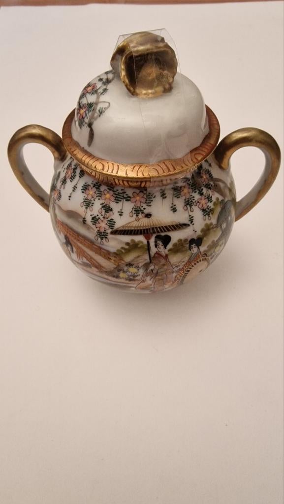 Antieke Kutani porseleinen suikerpot met Geisha's, Antiek en Kunst, Antiek | Keramiek en Aardewerk, Ophalen of Verzenden