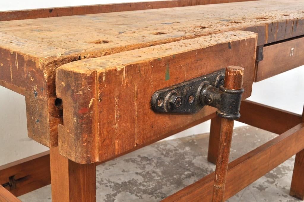 Vintage Nooitgedagt timmermanswerkbank dressoir jaren 50, Ophalen of Verzenden, Gebruikt, 50 tot 75 cm, 200 cm of meer