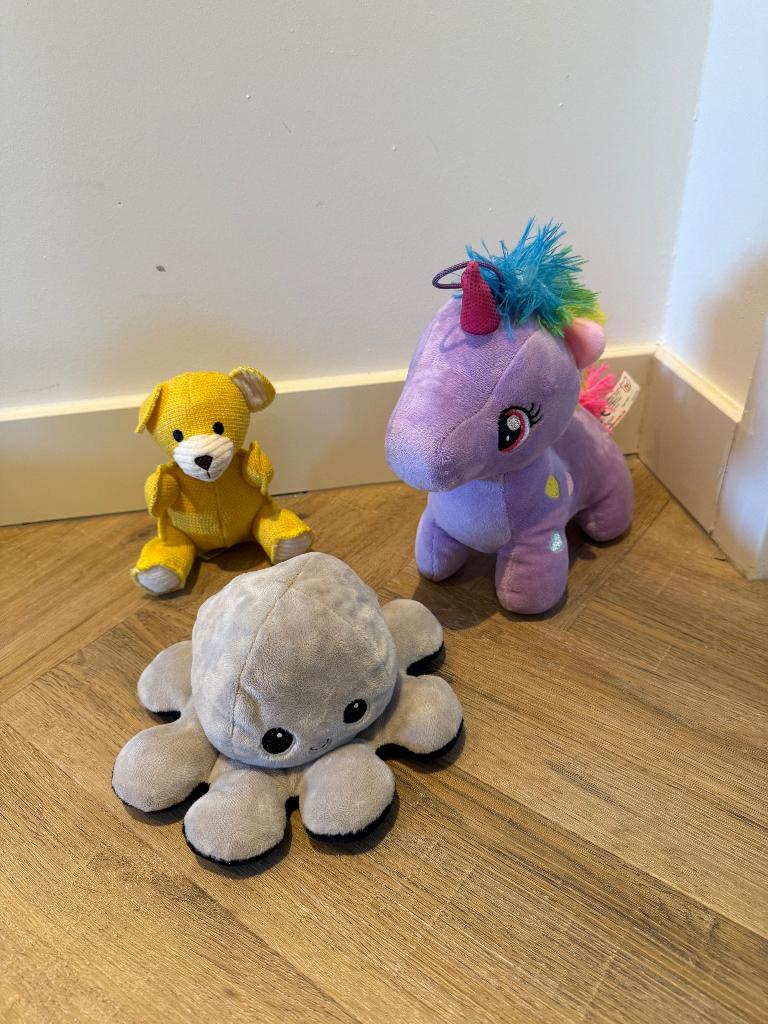 New 3x knuffel beer octopus unicorn gele beer Hema set etc., Ophalen of Verzenden, Zo goed als nieuw, Overige typen