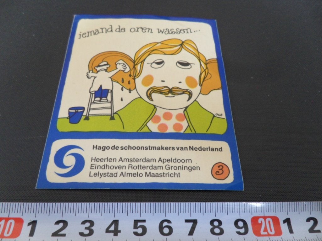 sticker HAGO de schoonmakers 3 Iemand de oren wassen ..., Ophalen, Zo goed als nieuw