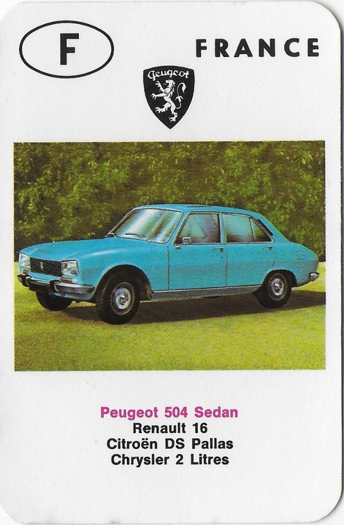 ak1020-- Autokaartje France Peugeot 504 Sedan, Ophalen of Verzenden, Zo goed als nieuw, Auto's