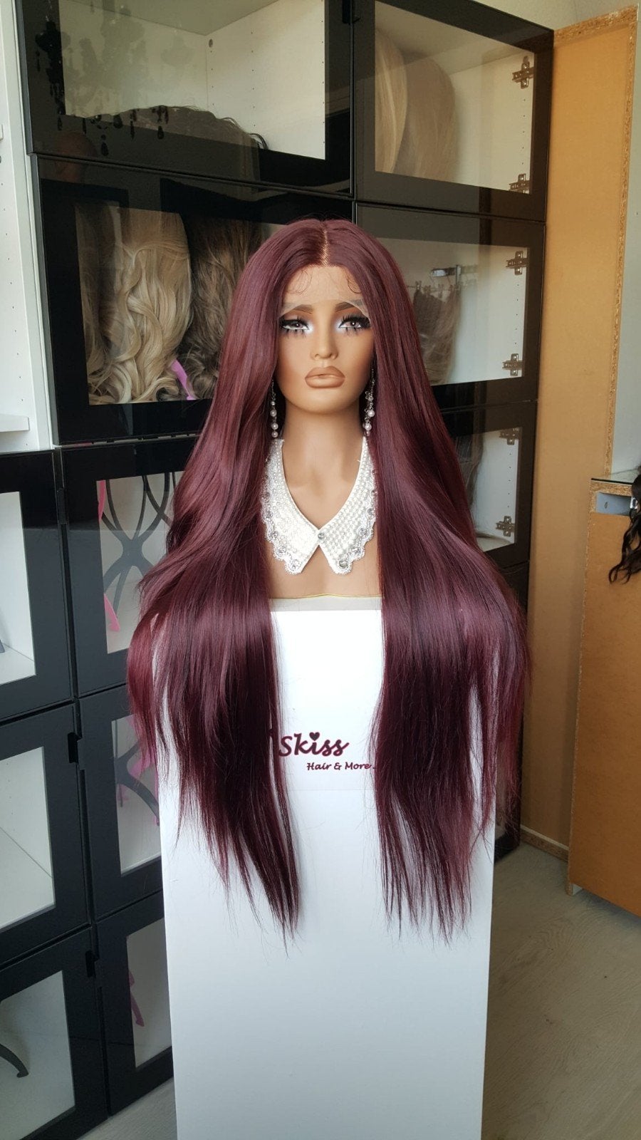 Basic Lace Pruik: Bordeaux rood gemêleerd- 90CM- vol, Ophalen of Verzenden, Nieuw, Pruik of Haarverlenging