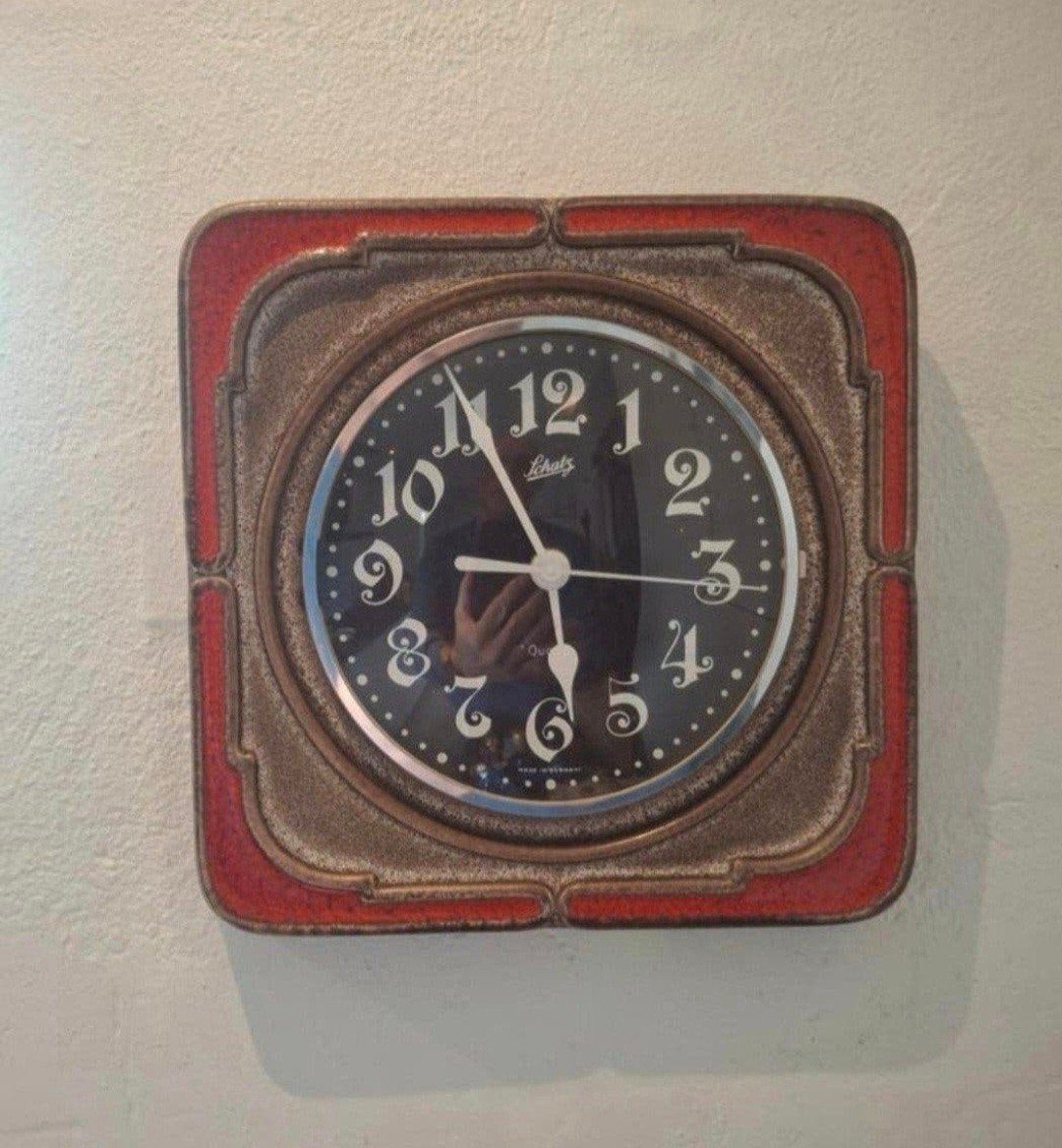 Keramische vintage Junghans/Schatz quarts keukenklok., Ophalen of Verzenden