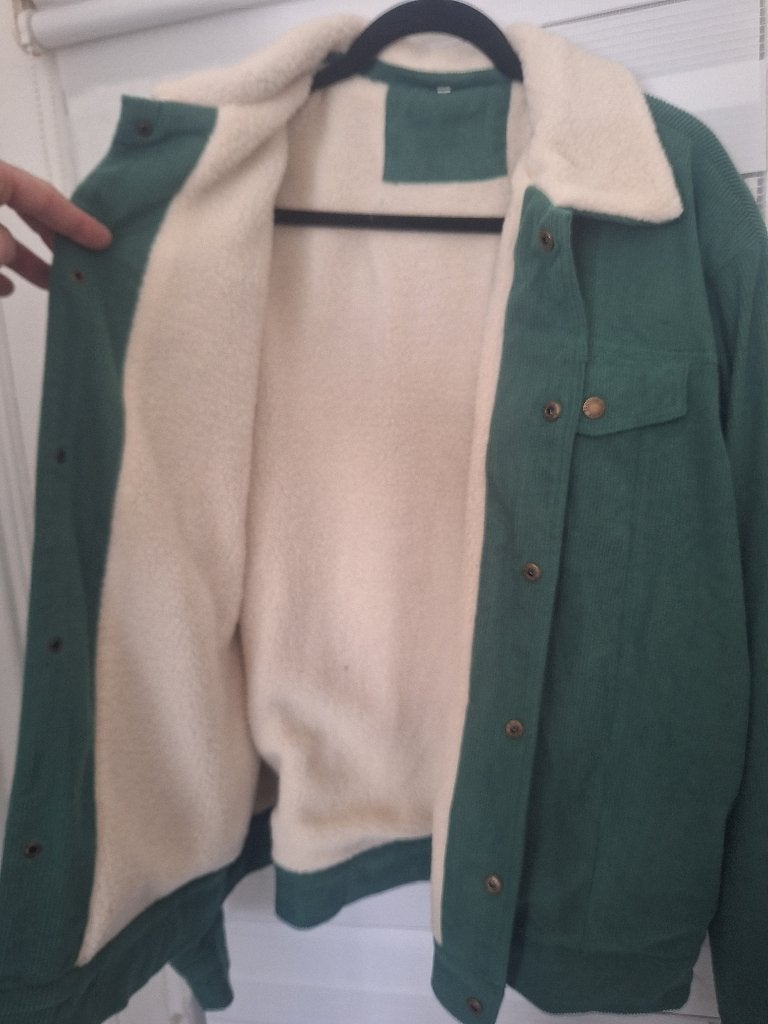 Gloednieuwe groene corduroy jas met teddy voering - Maat L, Ophalen, Nieuw, Maat 52/54 (L), Groen