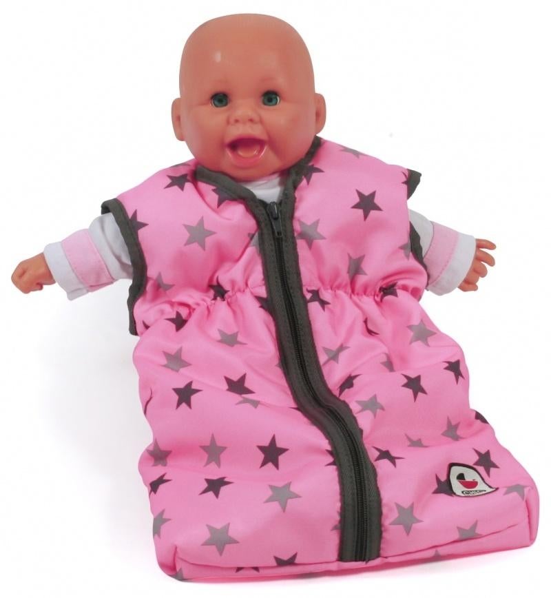 Bayer Chic poppen slaapzak roze/grijs ster, Nieuw, Ophalen of Verzenden, Babypop, Info@bezigebijtjezzz.nl