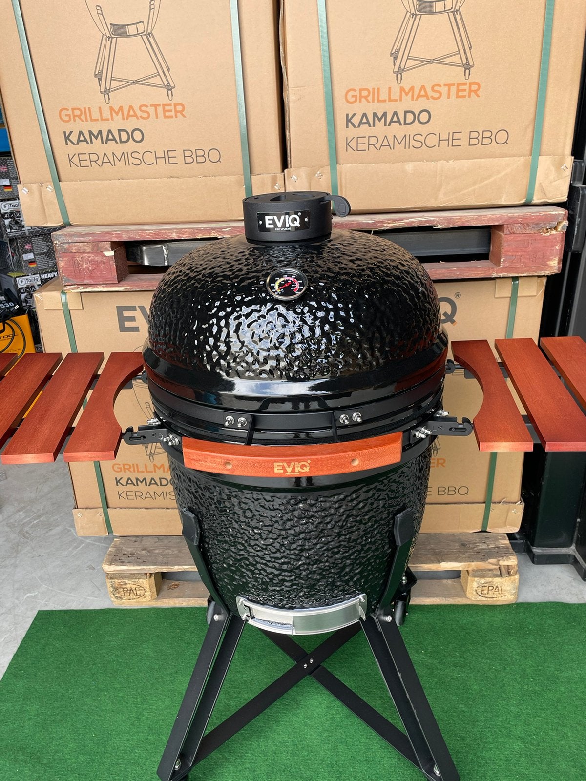 Nieuwe Eviq XL Kamado “green egg” 48cm rooster/OPRUIMING, Tuin en Terras, Houtskoolbarbecues, Ophalen, Eviq, Nieuw, De kooi