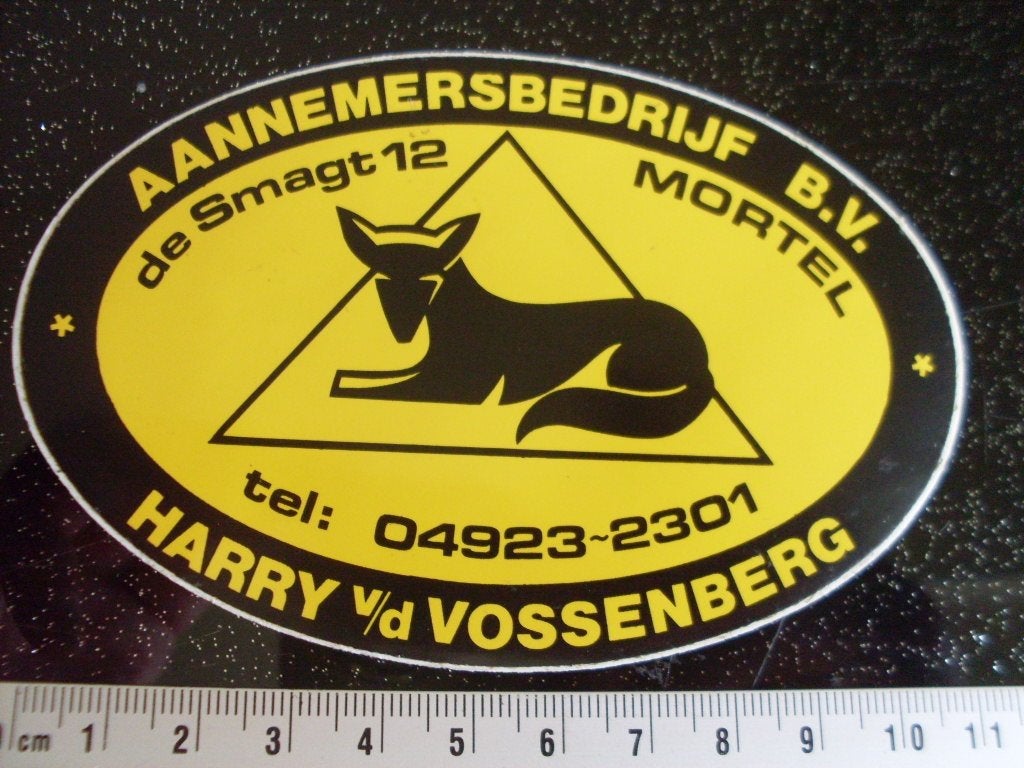 sticker Harry v/d Vossenberg aannemingsbedrijf mortel logo, Verzenden, Zo goed als nieuw, Bedrijf of Vereniging