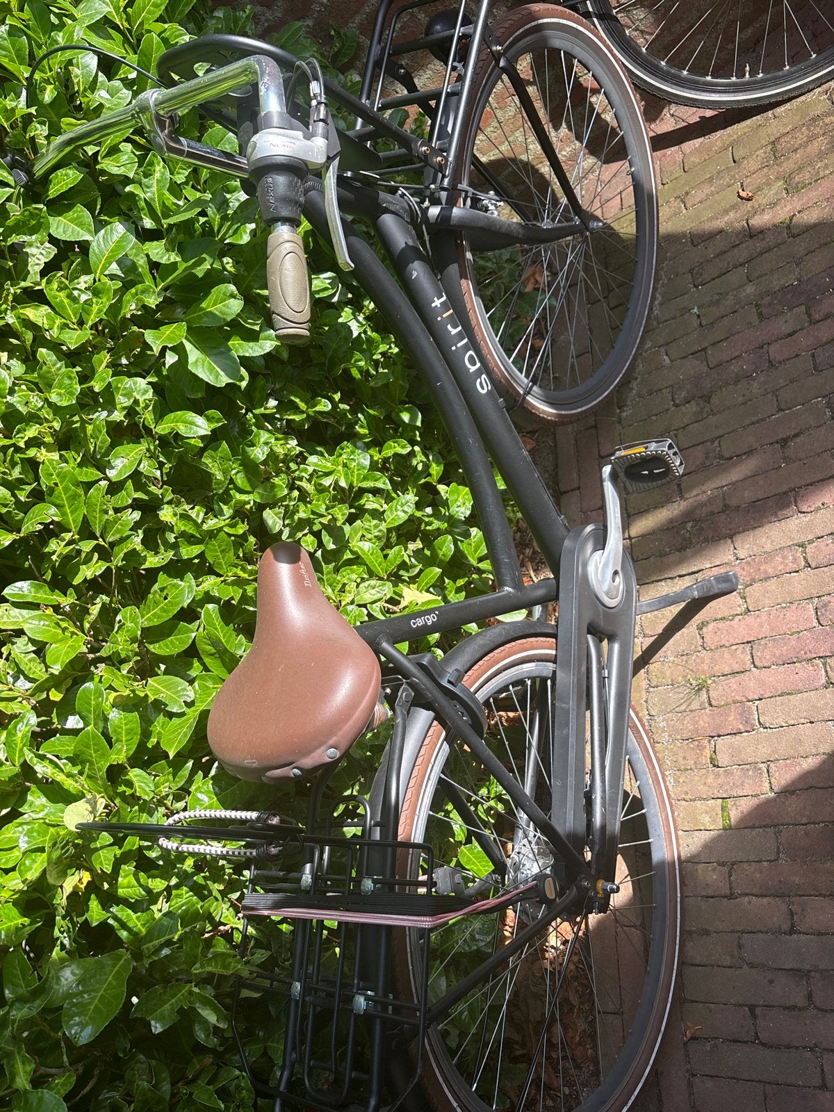 Spirit Cargo fiets - Zwart met bruin zadel, Fietsen en Brommers, Overige merken, Versnellingen, Ophalen of Verzenden, Trommelrem