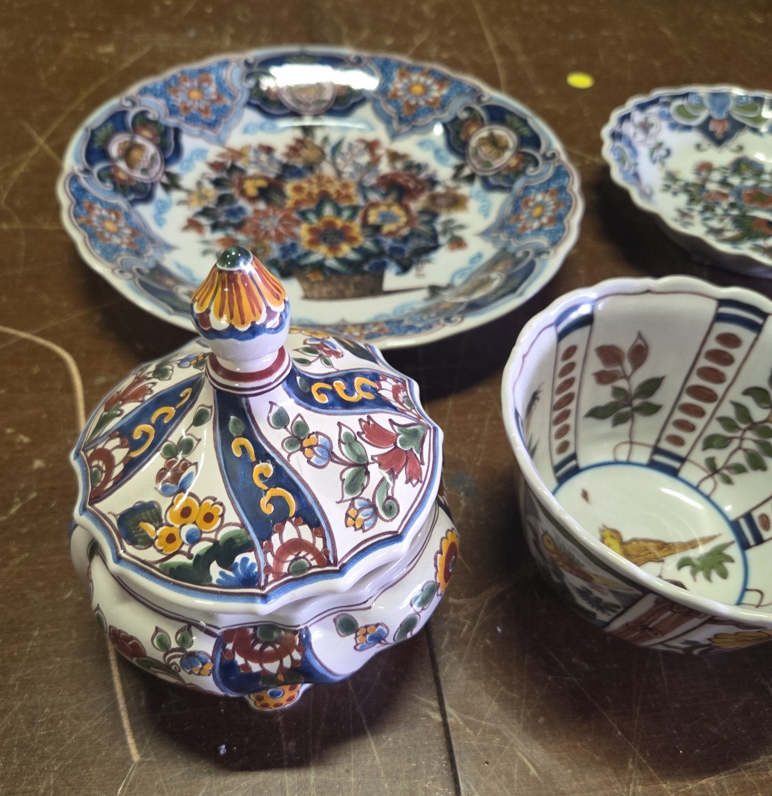 set makkum tichelaar aardewerk sierbord kom pot, Ophalen