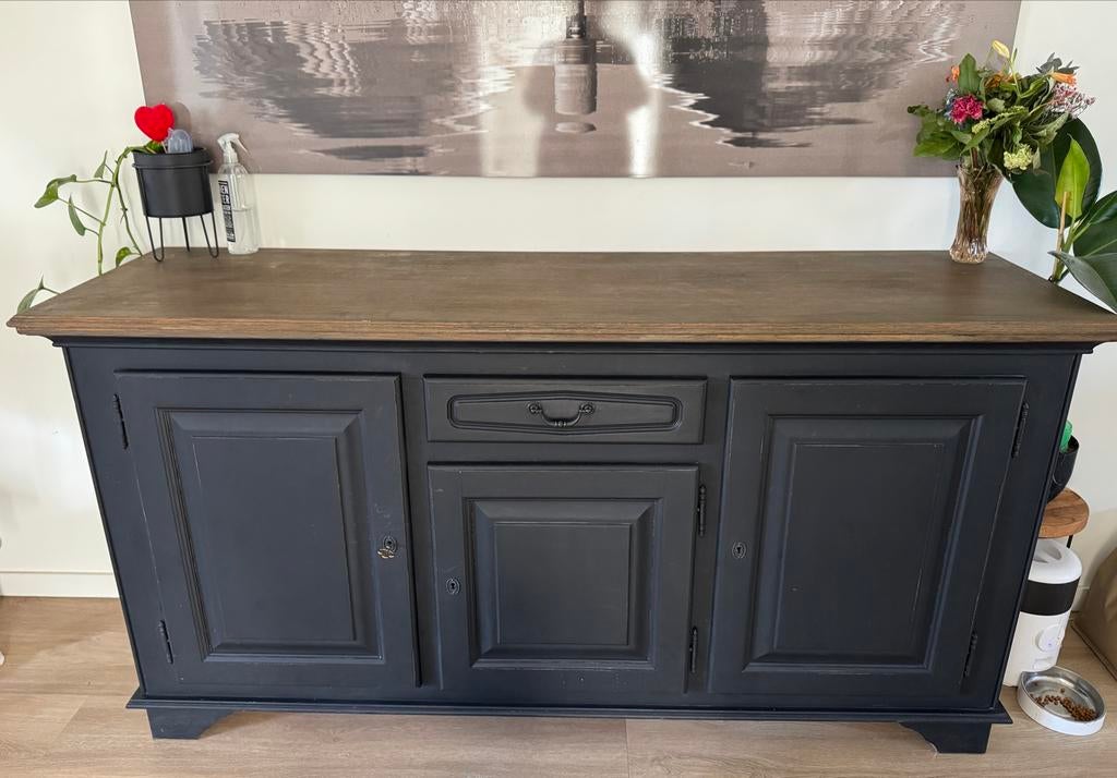 Meubelset: Dressoir, TV-kast en Salontafel van Stevig Hout, Ophalen, Gebruikt, 150 tot 200 cm, Overige houtsoorten