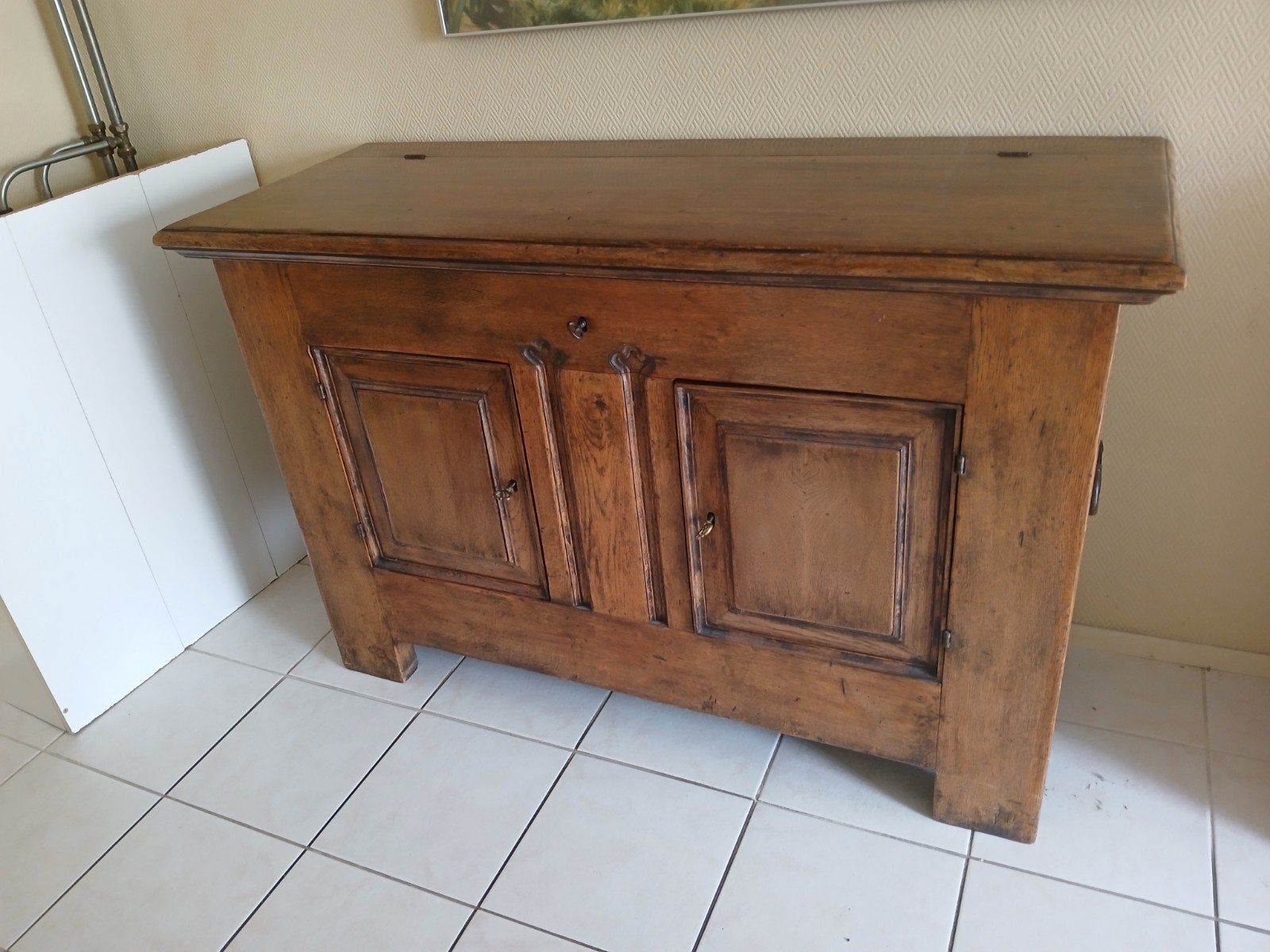 Antieke houten kistbank/dressoir met opbergruimte, Antiek en Kunst, Antiek | Meubels | Kasten, Ophalen