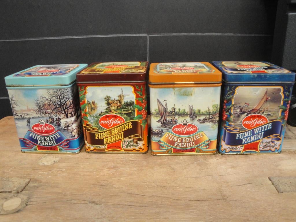 4 OUDE BROCANTE "DE GILSE KANDIJ" BLIKJES, Ophalen of Verzenden, Gebruikt, Overige, Overige merken