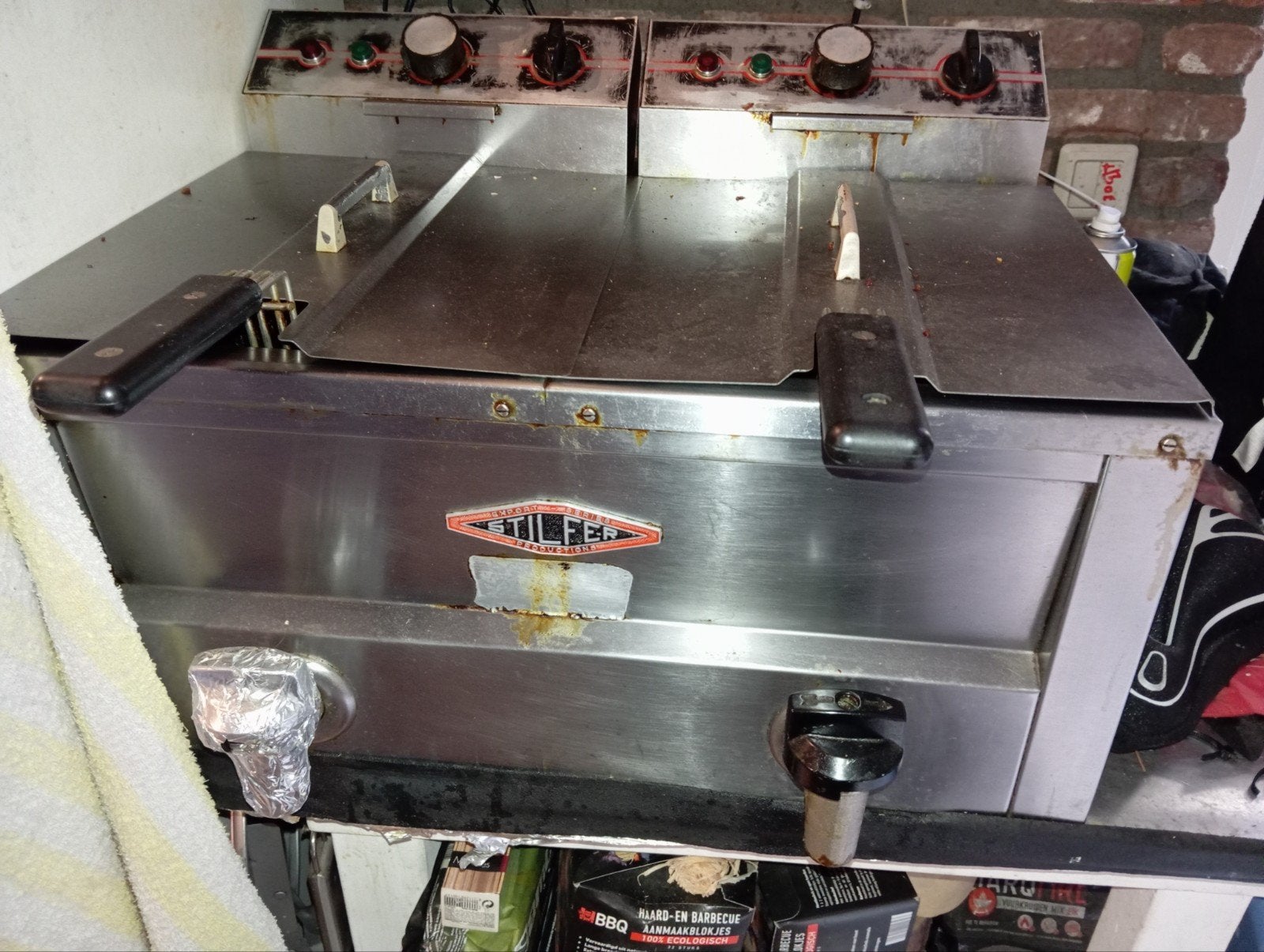 dubbele frietpan op kracht stroom. 2 x 10 ltr., Ophalen of Verzenden