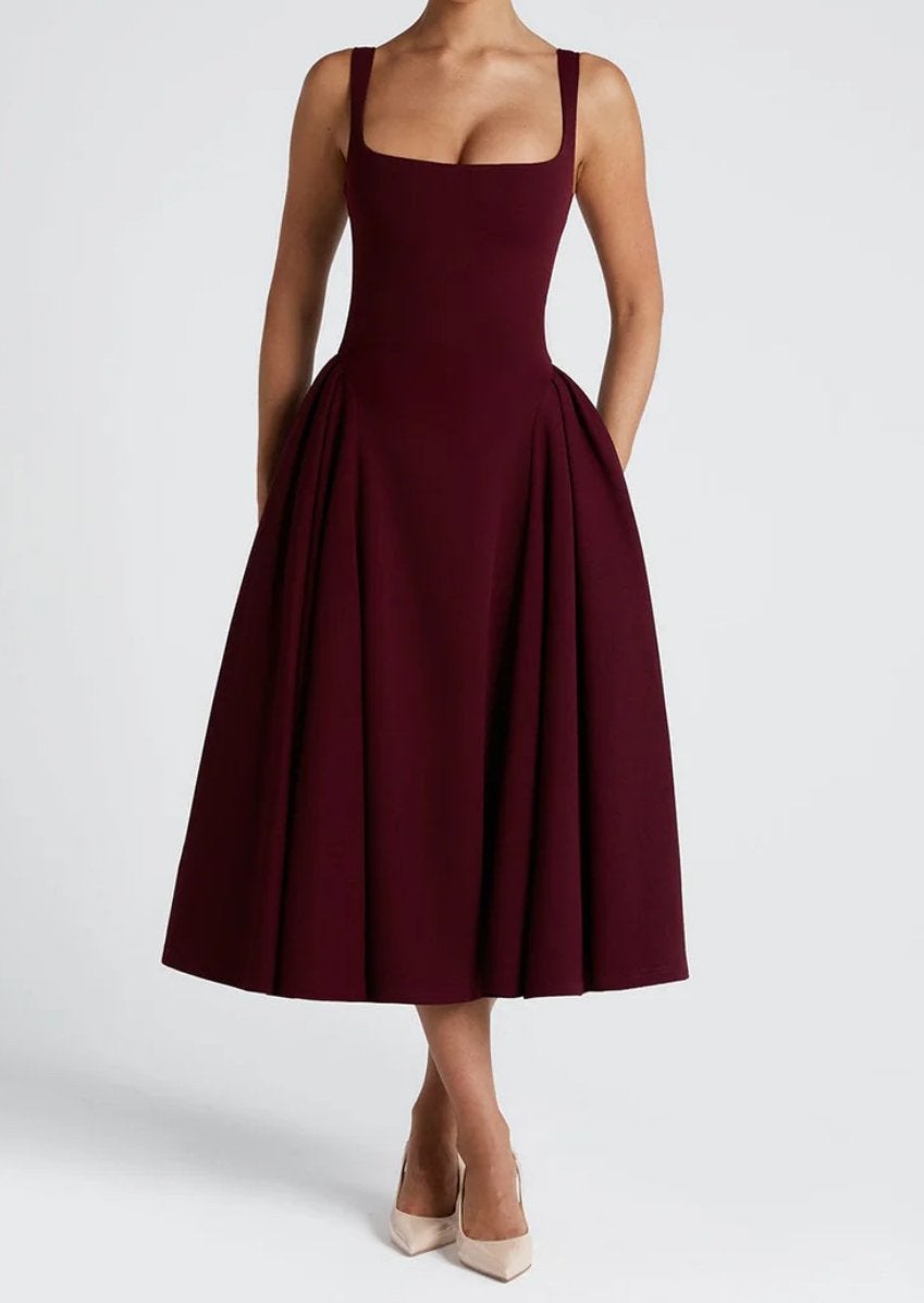 BABYBOO FASHION Betty Midi Jurk - Cherry Lacquer, Kleding | Dames, Jurken, Nieuw, Ophalen of Verzenden, Knielengte, Maat 36 (S)