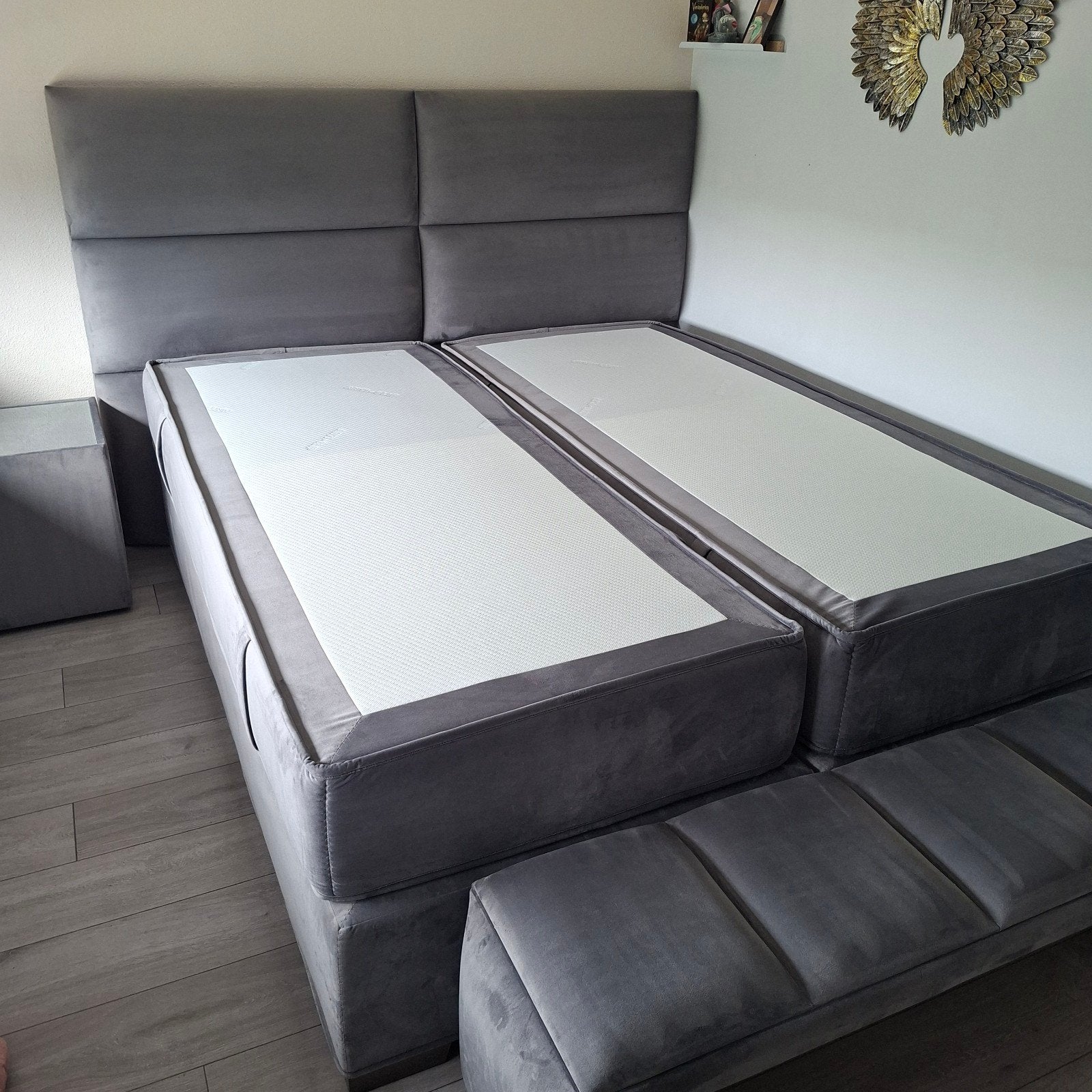 Swiss Sense Boxspring Royal Serengeti 180x210 Monza Grey, Ophalen, 210 cm, Tweepersoons, Zo goed als nieuw