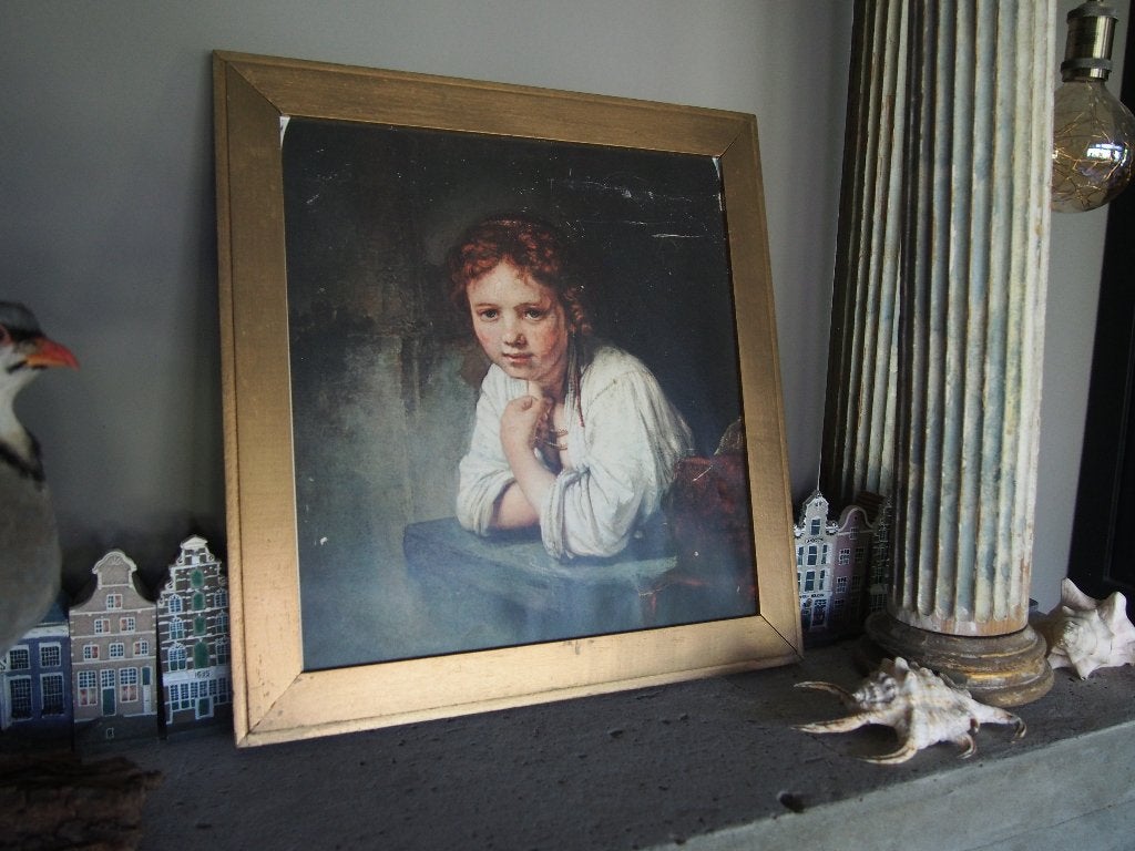 Afbeelding/prent van het Meisje in het Venster, Antiek en Kunst, Kunst | Schilderijen | Klassiek, Portret of Personen, Ophalen of Verzenden