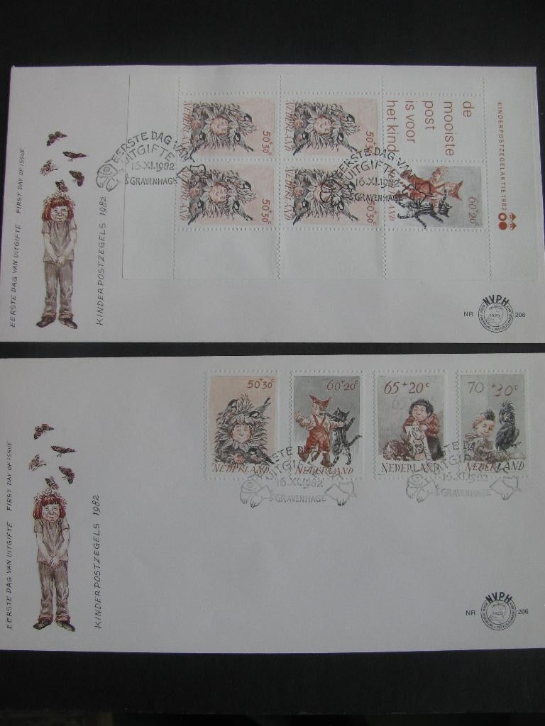 2 X Eerstedagenvelop - Kinderpostzegels 1982, Postzegels en Munten, Postzegels | Eerstedagenveloppen, Verzenden, Onbeschreven