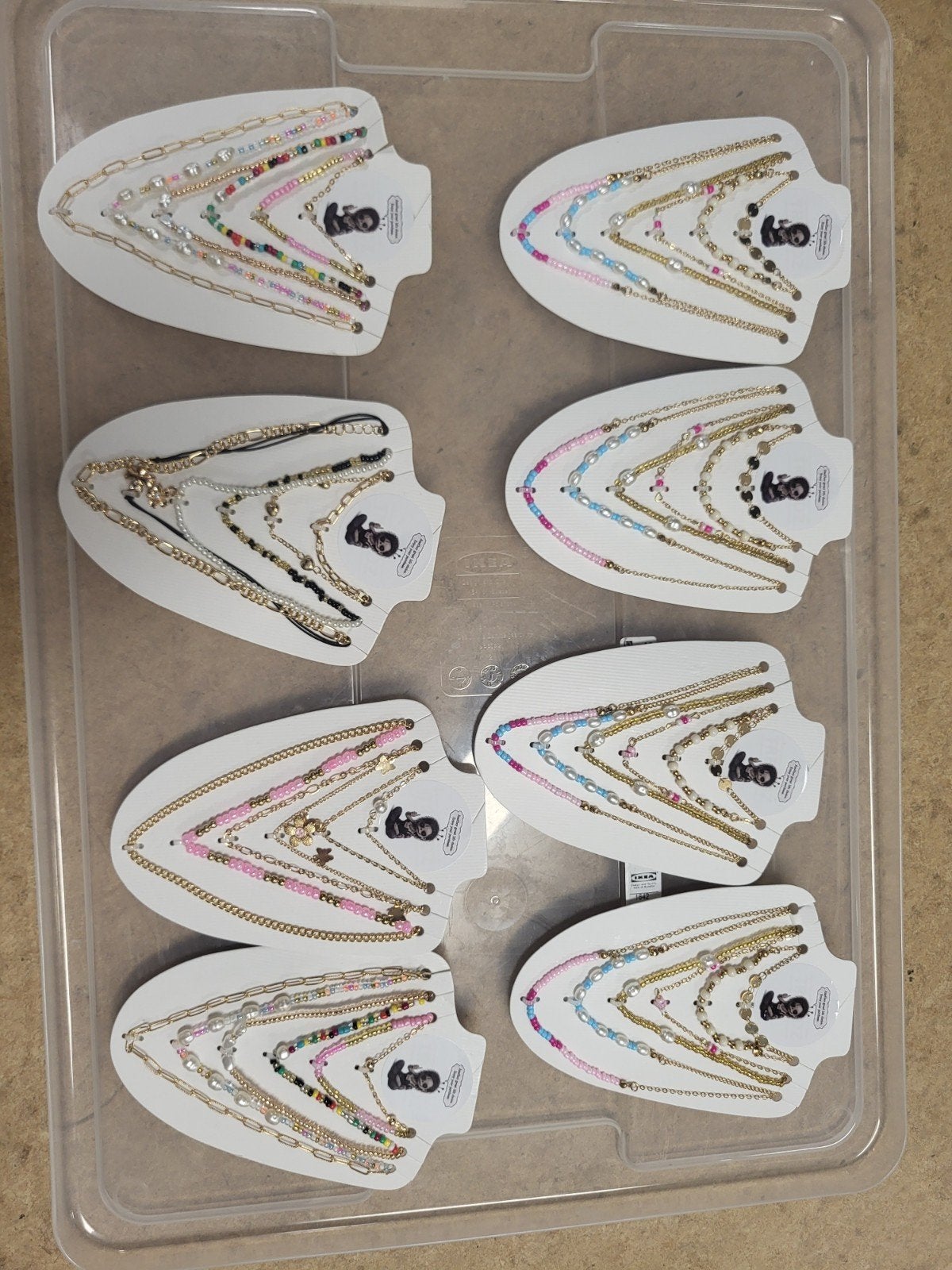 Set van 8 Gelaagde Kettingen met Kralen en Hangers, Blauw, Nieuw, Ophalen of Verzenden, Overige materialen