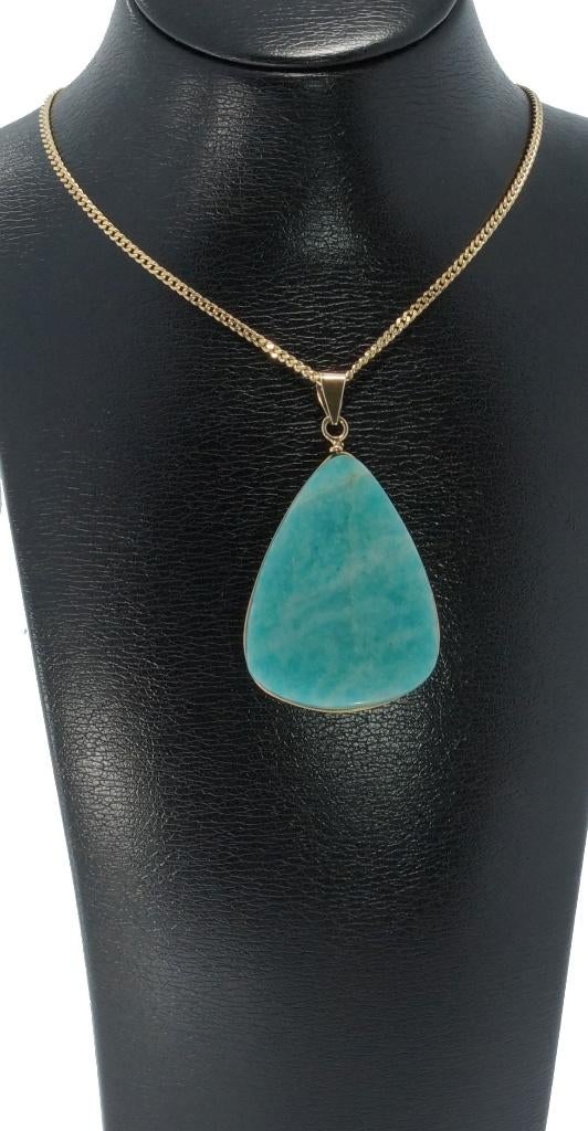 Larimar edelsteen fraaie 14k gouden ketting hanger vintage