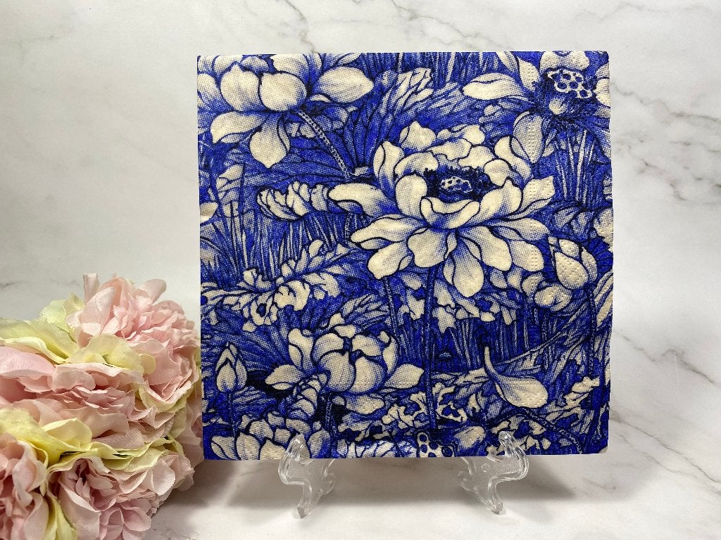 Knutsel servetten Delfts blauw bloemen decoupage nr 538, Ophalen of Verzenden, Nieuw, Papier of Karton
