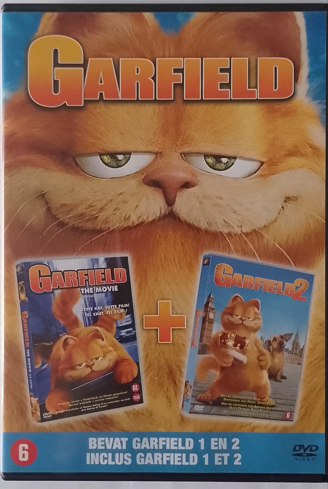Garfield 1 & 2 NIEUWSTAAT  DVD-2x Filmpret voor het Gezin, Animatie, Nederlands, Ophalen of Verzenden, Zo goed als nieuw