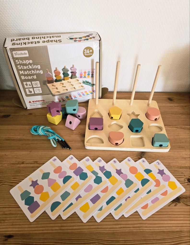 Montessori Sorteer & Rijg Puzzel - Vormen & Opdrachten, Ophalen of Verzenden, Nieuw, Puzzelen