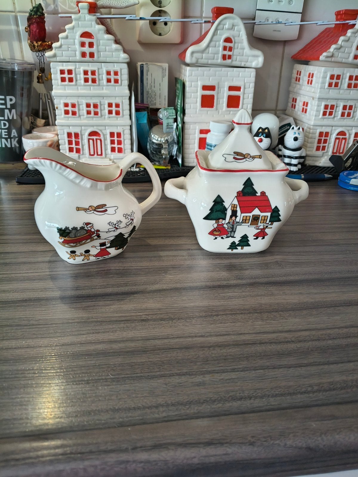 Mason's Christmas Village suikerpot en melkkan, Antiek en Kunst, Ophalen of Verzenden
