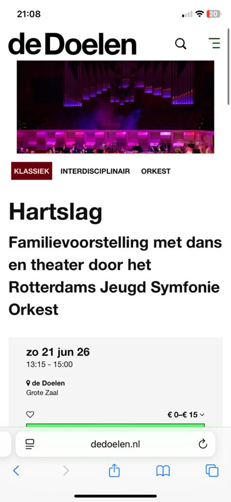 5 tickets voor Hartslag, bij De Doelen in Rotterdam, Tickets en Kaartjes, Twee personen