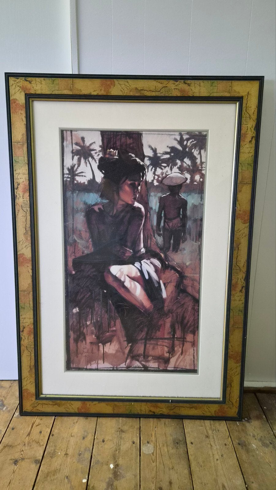 Gesigneerd schilderij 'Vrouw en Kind' - 1993, Ophalen, Portret of Personen, Realistisch, Print