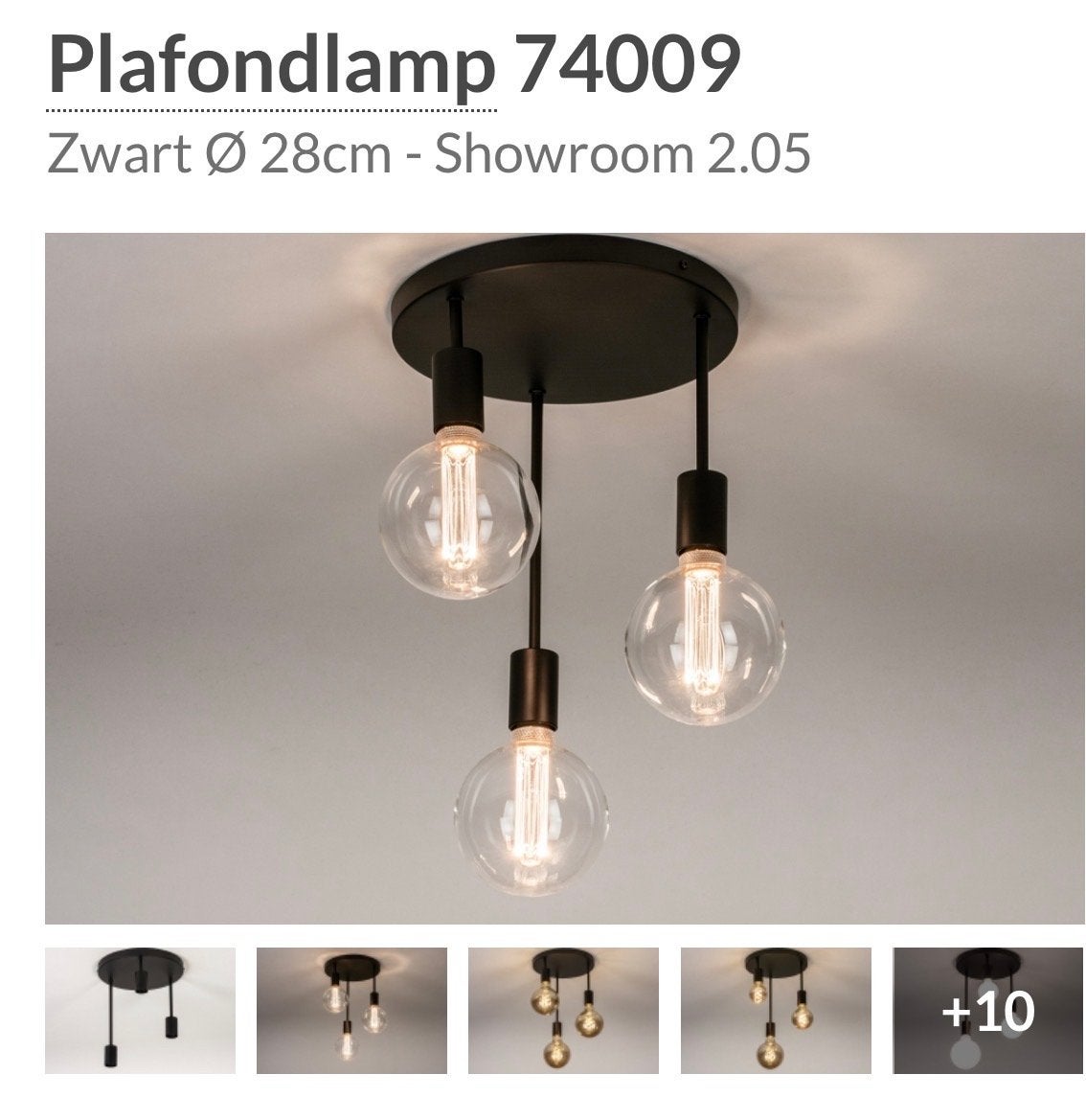 Lumidora Plafondlamp 74009 Zwart Ø28cm - Nieuw in doos, Ophalen, Modern, Zwart, Nieuw