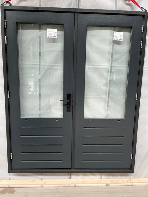 HARDHOUTEN KOZIJN MET OPENSLAANDE TUINDEUREN, Deurkozijn, Nieuw, Ophalen of Verzenden, 150 tot 225 cm