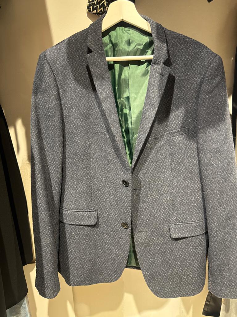 Stijlvol Heren Colbert - Blauw met Groene Voering, Ophalen of Verzenden, Zo goed als nieuw, Overige maten, Blauw