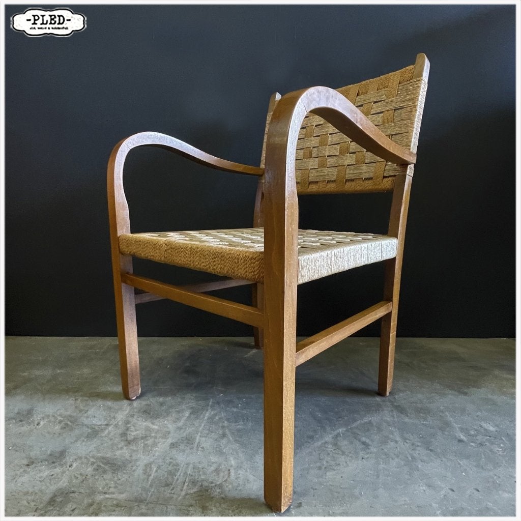 Fauteuil gebogen hout en touw, in stijl van Dieckman, 1950s, Ophalen