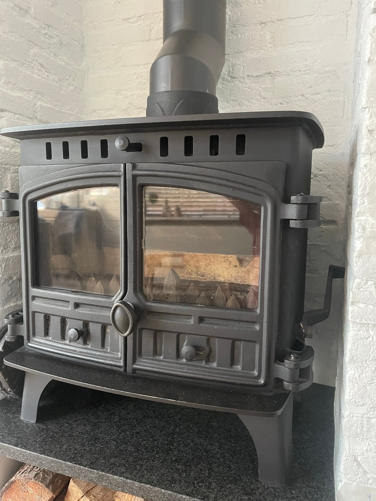 Hunter Herald 8 houtkachel (8 kW) met rookkanaal, Huis en Inrichting, Ophalen, Gebruikt, Houtkachel, Vrijstaand