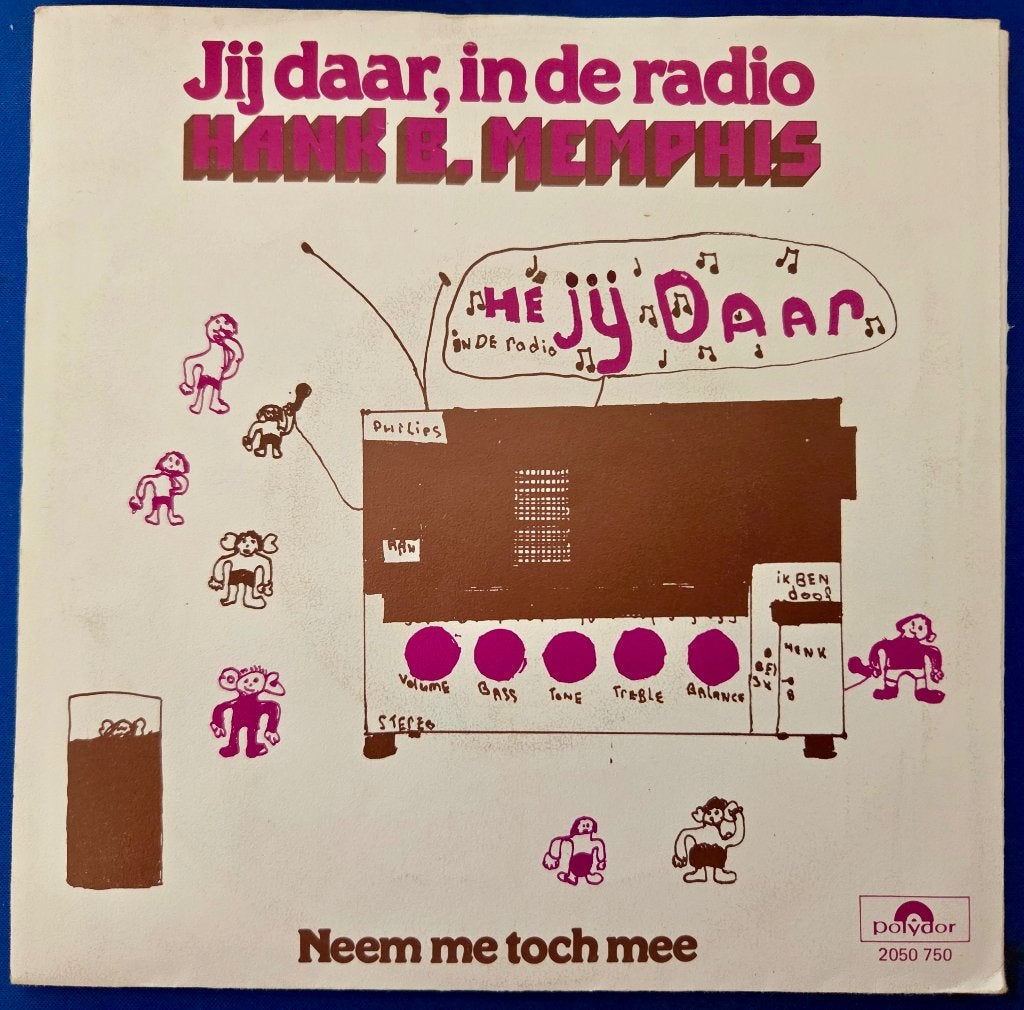 Hank B. Memphis : Jij daar, in de radio.      Piratensingle, Gebruikt, 7 inch, Overige typen, Nederlandstalig