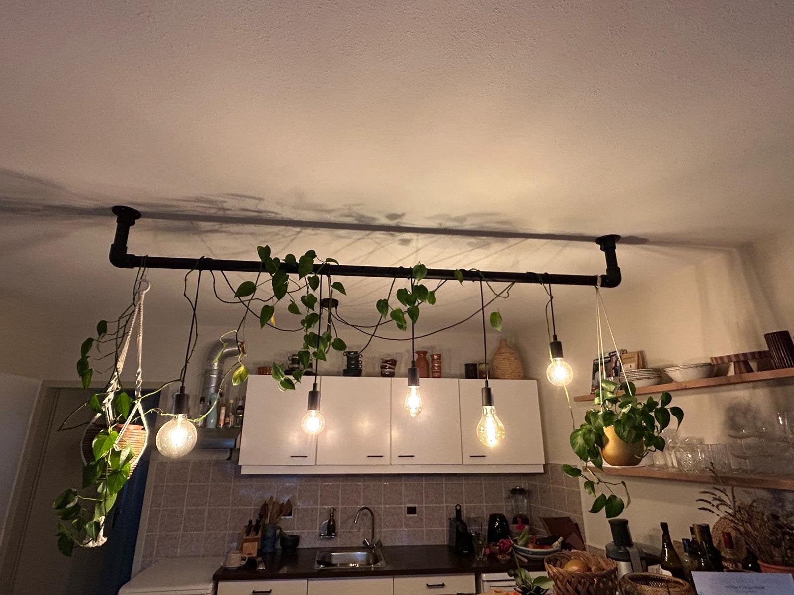 Industriële hanglamp steigerbuis, Ophalen, E27 (groot), Zo goed als nieuw, Metaal