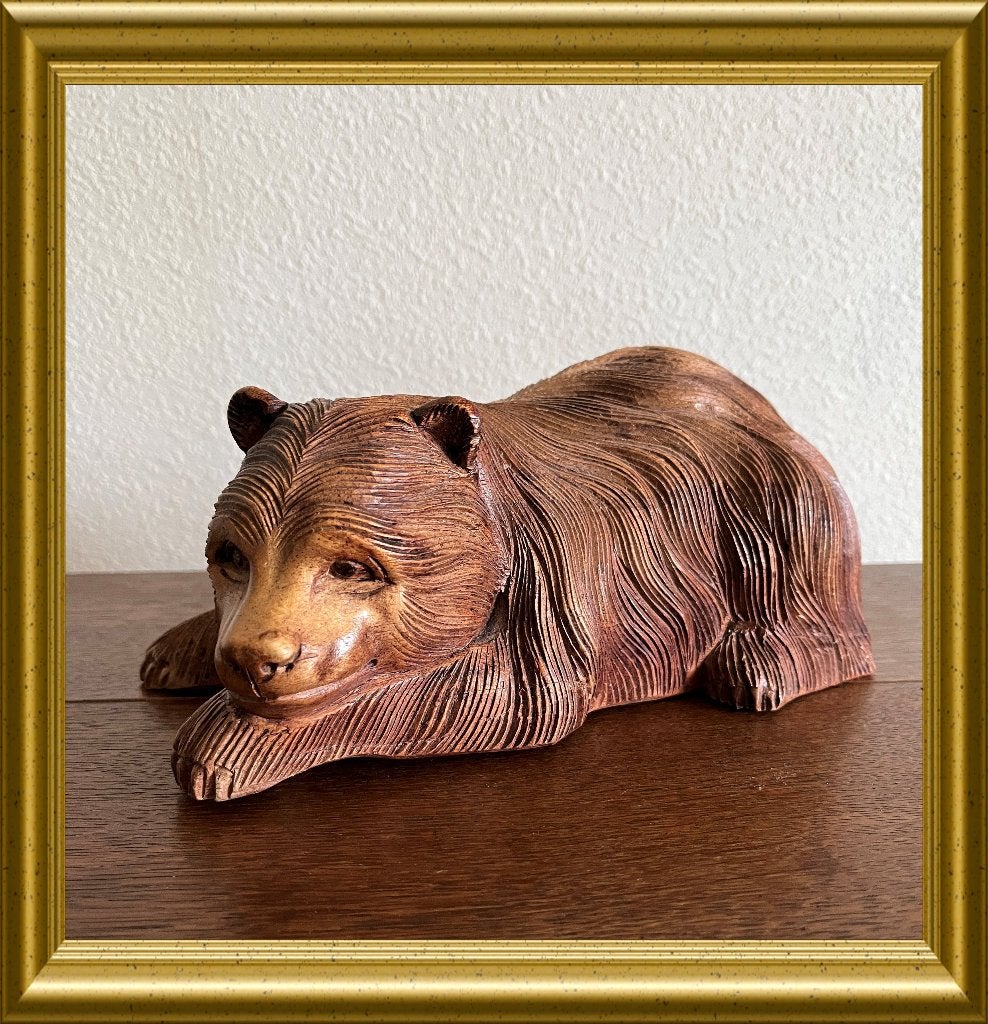 Oud houtsnijwerk beeld: beer, Antiek en Kunst, Ophalen of Verzenden, 20 - 50 cm, Beeld, Hout