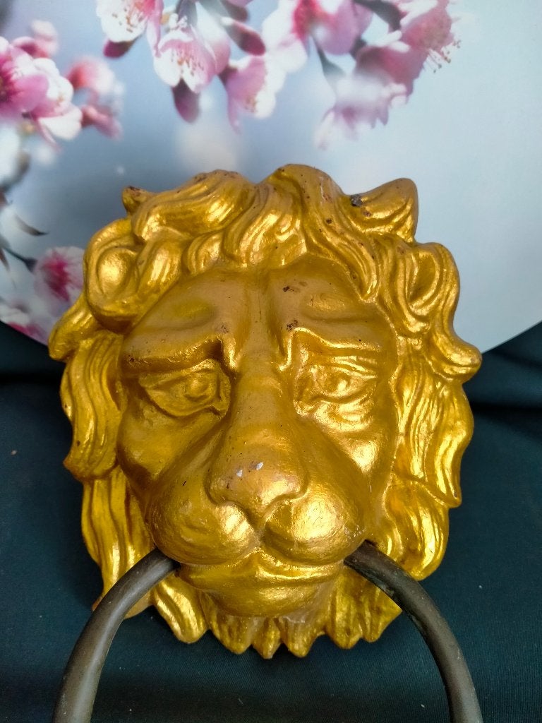 Zware deurklopper leeuw goudkleurig, Ophalen of Verzenden