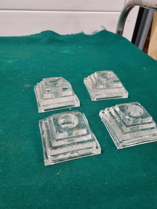 Kandelaars glas vier stuks, Ophalen of Verzenden, 'T Olde Gre-j, Info@toldegrej.nl, Endepoelstraat 20f Didam