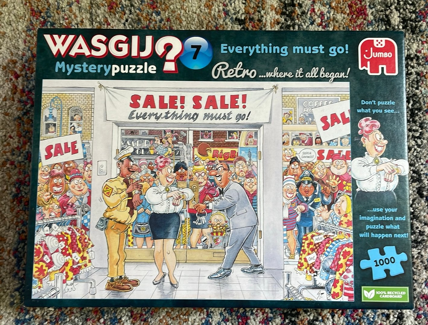 Wasgij Retro puzzel Everything mist go 1000 stukjes, Hobby en Vrije tijd, Ophalen of Verzenden, 500 t/m 1500 stukjes, Zo goed als nieuw